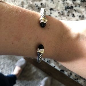 DY Cable Bracelet, Black Onyx and 18K Gold, 5mm
